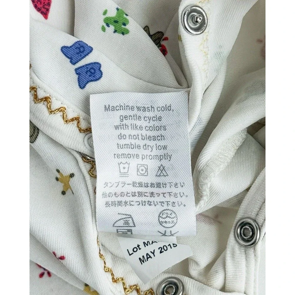 Kissy Kissy Baby Boy Footed Sleeper White Western Cowboy Print Pima Cotton